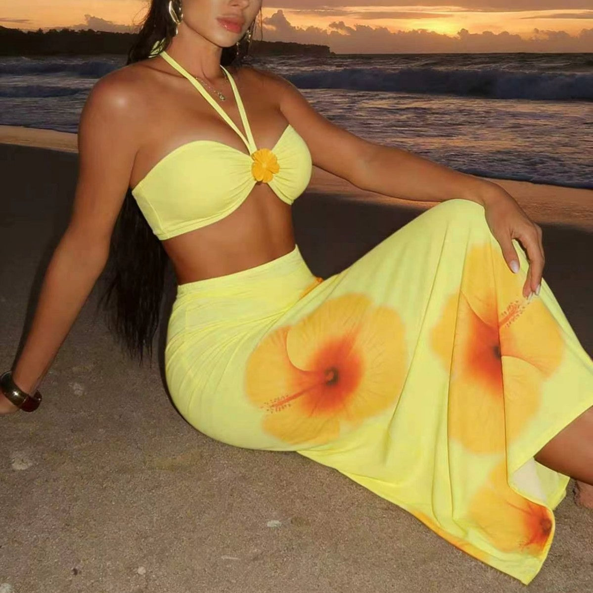 Three-Piece Separated Bathing Suit, Slim Fit Beach Wear