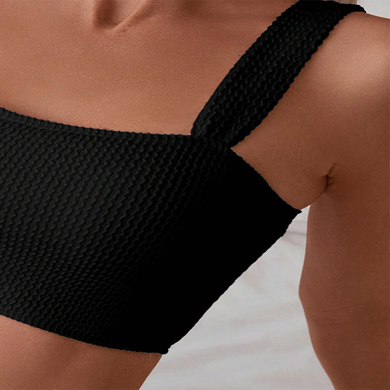 Solid Color Strapless Bikini Swimwear for Women Sexy Beach and Hot Spring Swim Suit