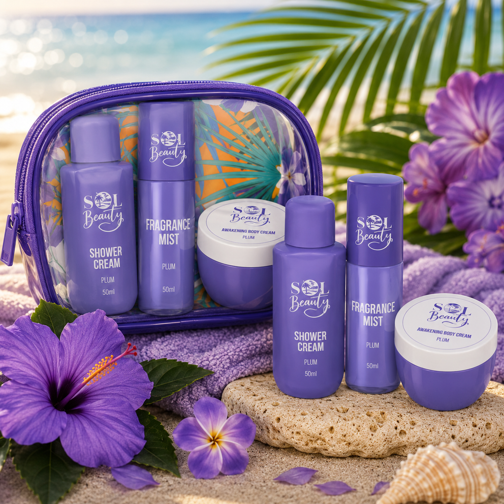 Ensemble trio SOL Beauty, ensemble cadeau trousse de voyage SOL Beauty assorti