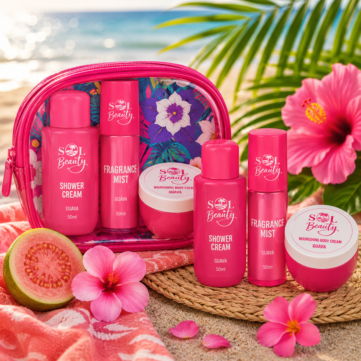 Ensemble trio SOL Beauty, ensemble cadeau trousse de voyage SOL Beauty assorti