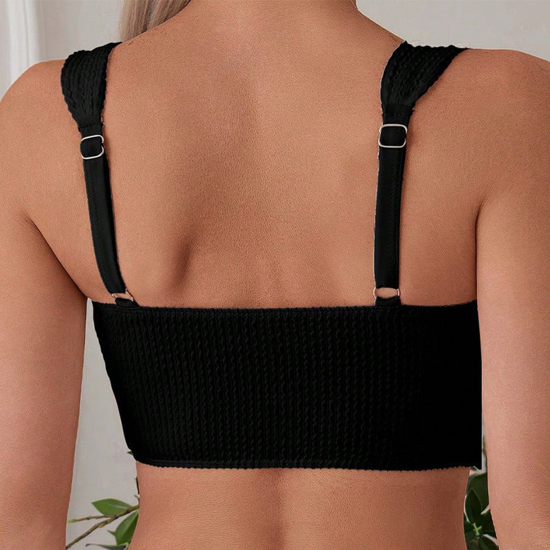 Solid Color Strapless Bikini Swimwear for Women Sexy Beach and Hot Spring Swim Suit