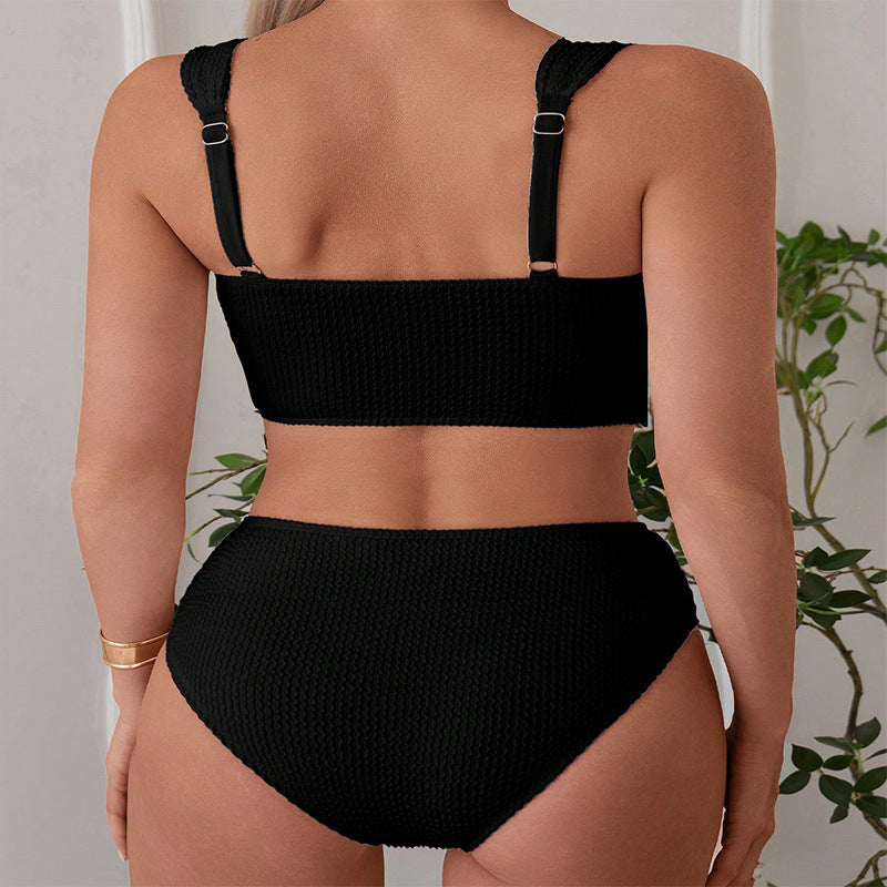 Solid Color Strapless Bikini Swimwear for Women Sexy Beach and Hot Spring Swim Suit