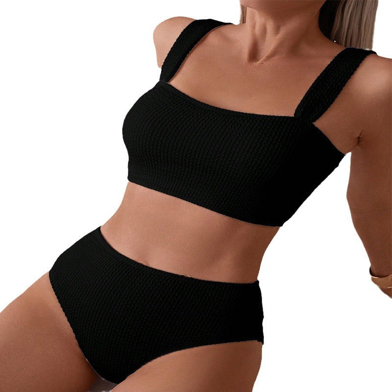 Solid Color Strapless Bikini Swimwear for Women Sexy Beach and Hot Spring Swim Suit