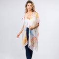 Abstract patterned sheer kimono poncho: Peach